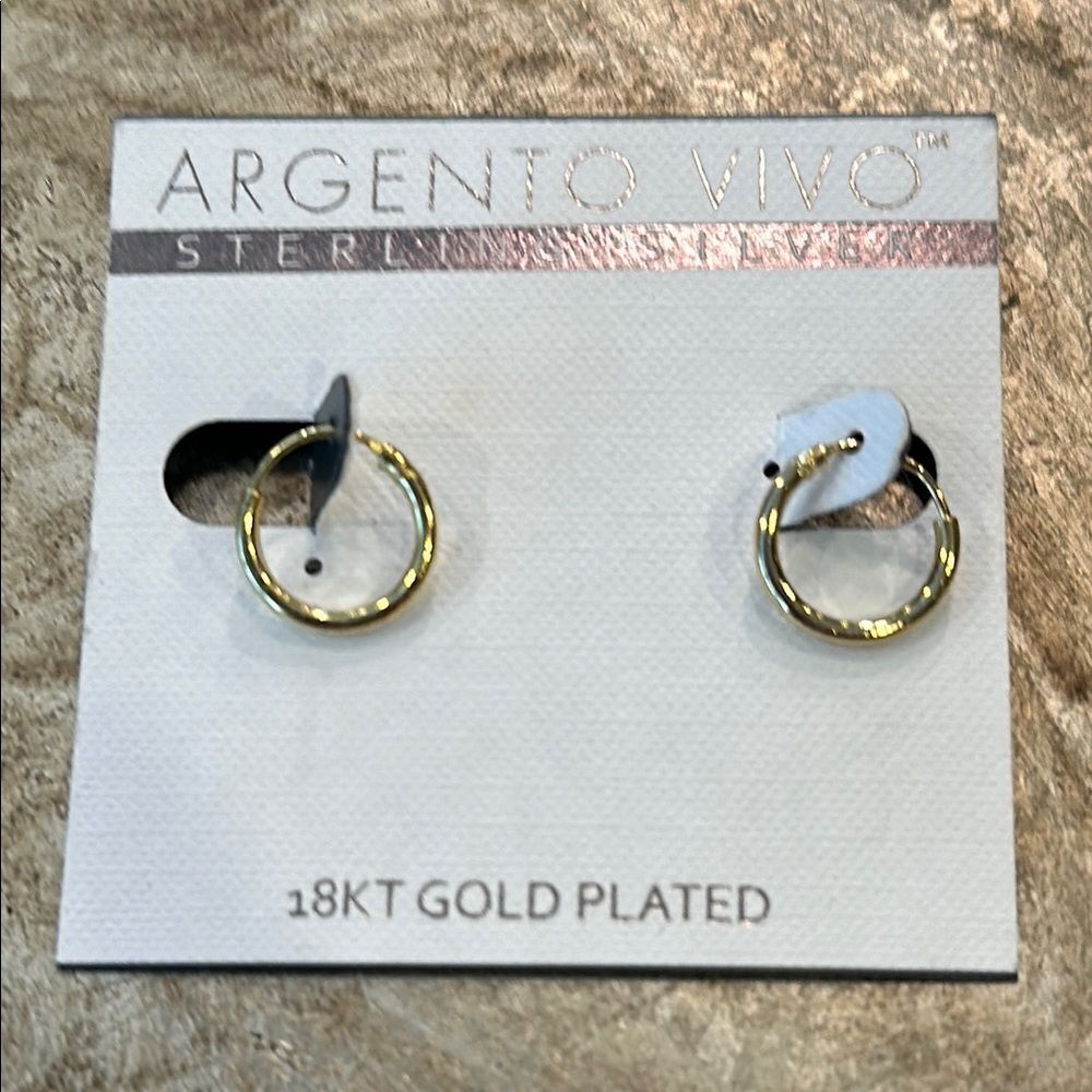 ✨ Argento Vivo 18 Karat Gold-Plated Hoop Earrings - NWT For Pierced Ears